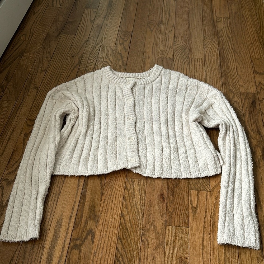 Pacsun L. A Hearts cream button down cropped sweater